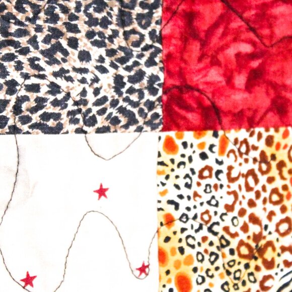 Vintage Y2K Safari Animal Print Quilt Leopard Zebra Whimsigoth Throw Blanket - Picture 7 of 11